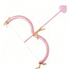 Pink satin heart shaped bow and arrow prop for costumes and parties