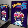 A vibrant comic art poster featuring a boxer with purple hair and boxing gloves, titled Hajime no Ippo