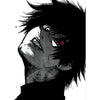A close-up illustration of a dark-haired character with intense eyes, resembling a Tokyo Ghoul anime style.