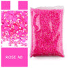 Bag of bright pink rose ab flatback resin rhinestones with glitter