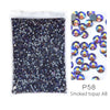 Bag of P58 smoked topaz AB glass rhinestones mixed sizes