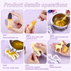 Step-by-step instructions showing the process of making candle wax using liquid pigments and molds.