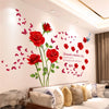 Red rose wall stickers featuring pink butterflies and romantic Valentine's Day text on a white wall