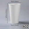 A white disposable paper coffee cup with dimensions 9cm/3.54inch by 13.8cm/5.43inch and a diameter of 6cm/2.36inch.