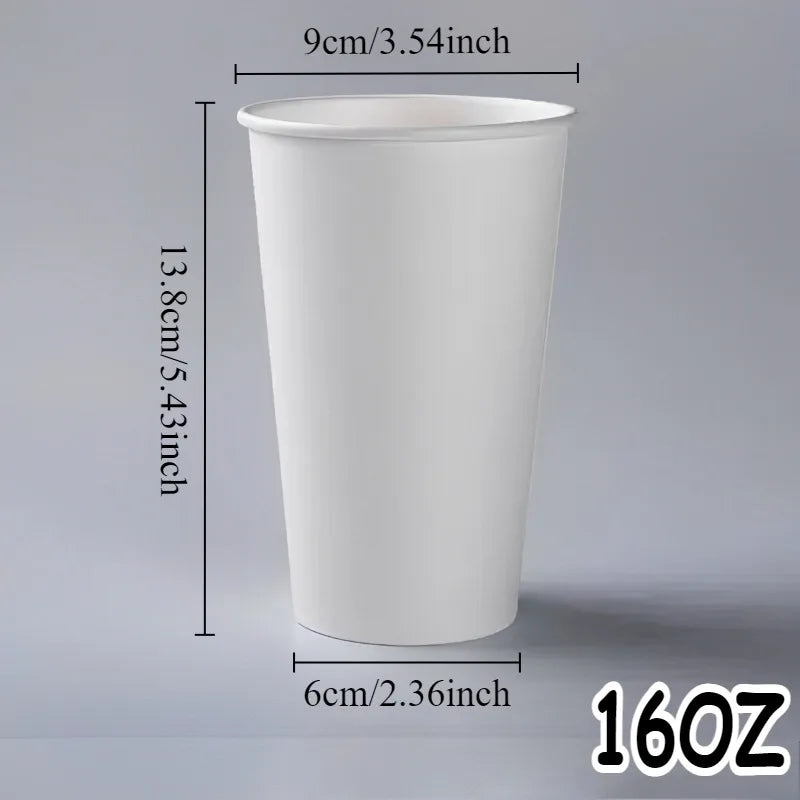 A white disposable paper coffee cup with dimensions 9cm/3.54inch by 13.8cm/5.43inch and a diameter of 6cm/2.36inch.