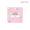 Pink background with yellow sun, rainbow, clouds, and stars, featuring a set of 20 disposable napkins.
