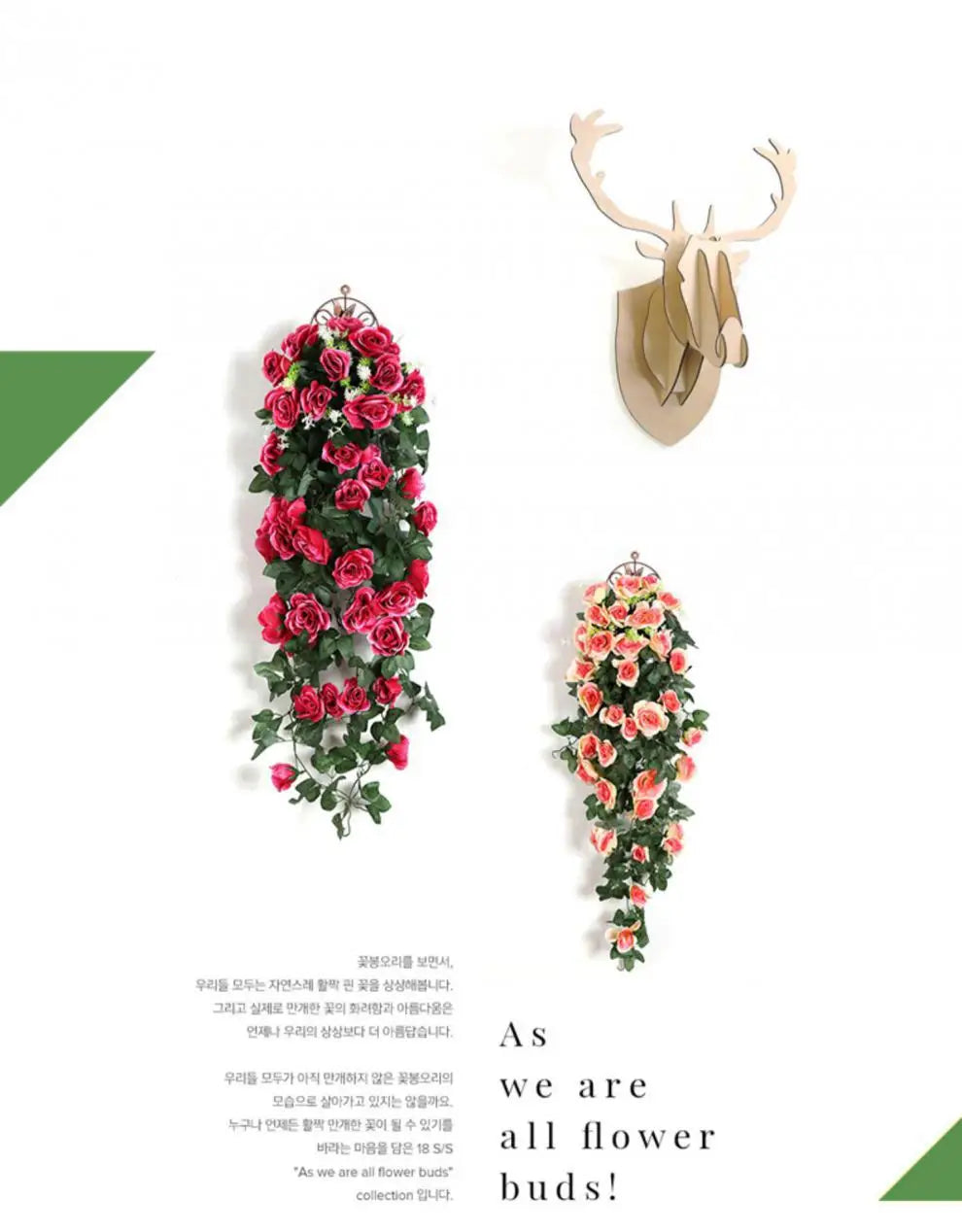 Silk Rose Hanging Vine - Faux Flower Garland for Home Décor