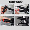 Close-up views of black silicone brake cover grips for motorcycle handlebars.