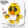 A yellow Five Nights at Freddy's character building block model with large eyes and an orange mouth.