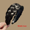 A black braided hair band is shown being held by a hand, with the text indicating a width of 4cm.