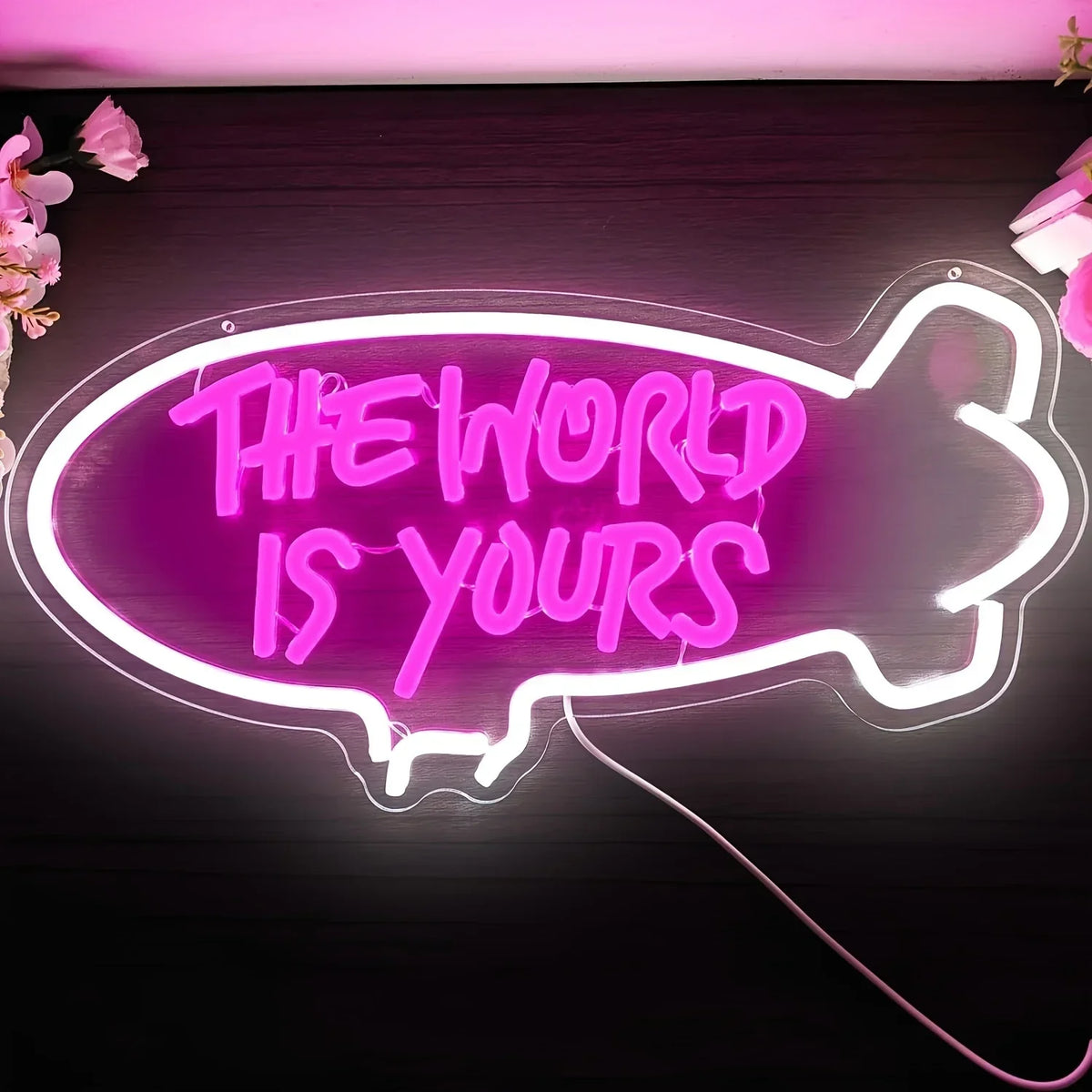 Dimmable LED Neon Sign – The World Is Yours