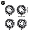 Set of four black and white tire-like balloons for race car traffic light decoration