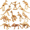 A collection of twelve prehistoric dinosaur skeletons for a build and dig playset.