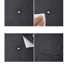 Close-up images showing self-adhesive PU leather furniture repair patches being applied to a dark surface.