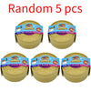 Five sets of yellow squishy dumplings toys packaged in clear plastic containers