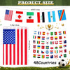 A banner displaying 48 international country flags strung across a green field.