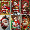 Merry Christmas Party Decoration Door Cover with Santa, Snowman & Reindeer Design