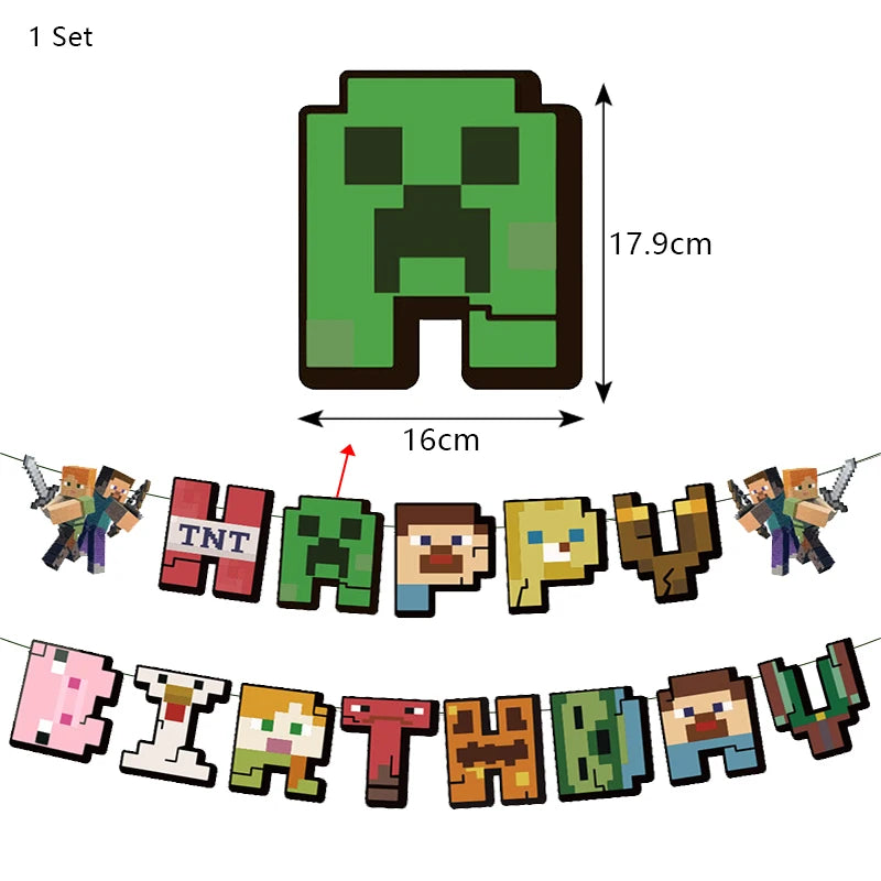 A string of colorful cardboard letters spelling out BIRTHDAY decorated for a party.