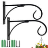 Black vintage iron wall hooks with curved arms for plant and garden decor