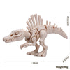A light pink 3D printed dinosaur skeleton figurine featuring a T-Rex and Mosasaurus collectible.