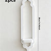 White wooden arch wall shelf with a decorative finial and hanging bracket