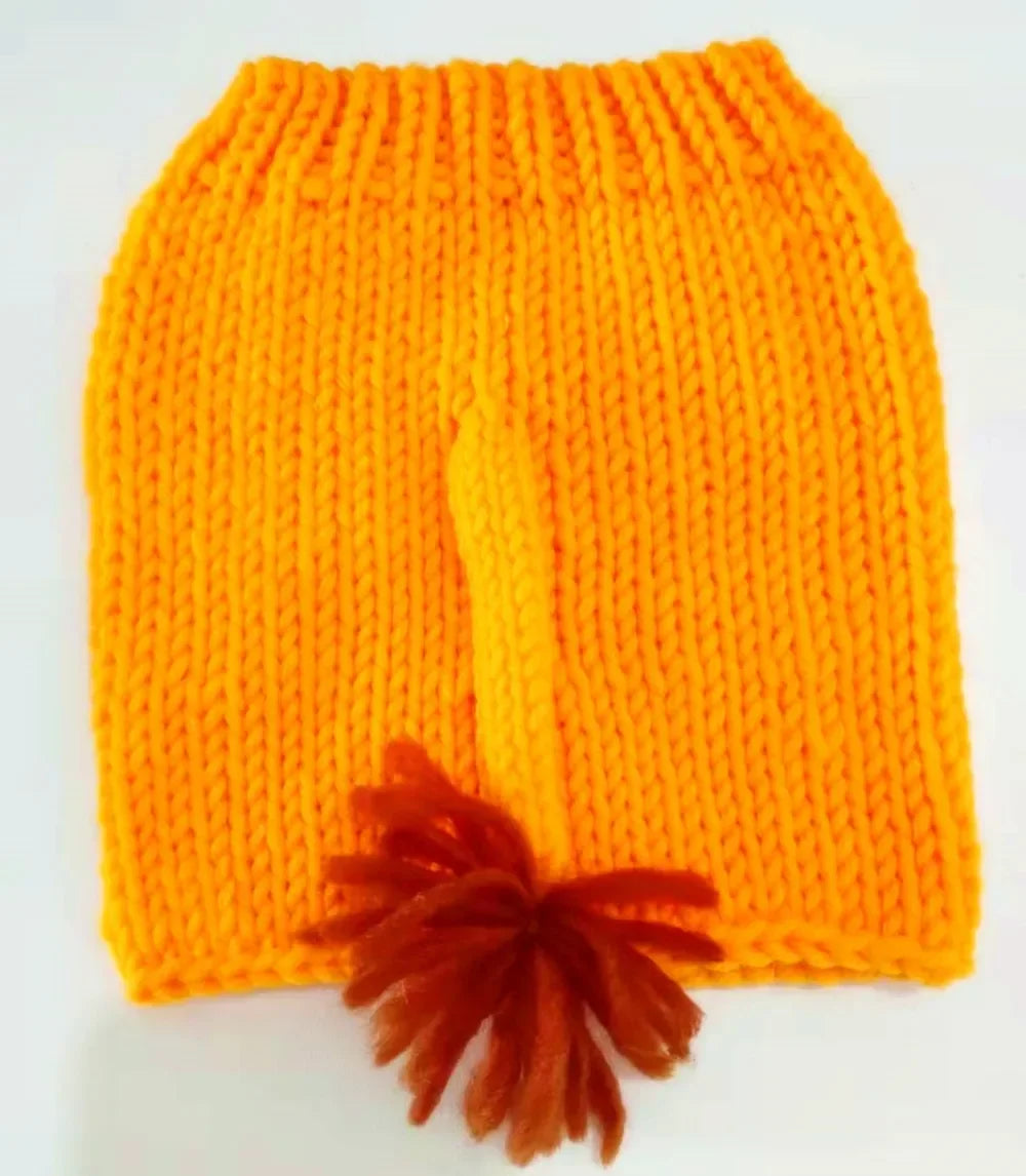Orange hand-crocheted lion outfit set for baby photo shoots