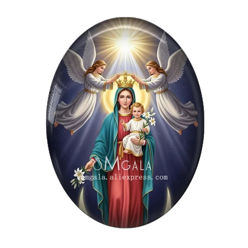 Religious Art Glass Cabochons for Jewelry Making