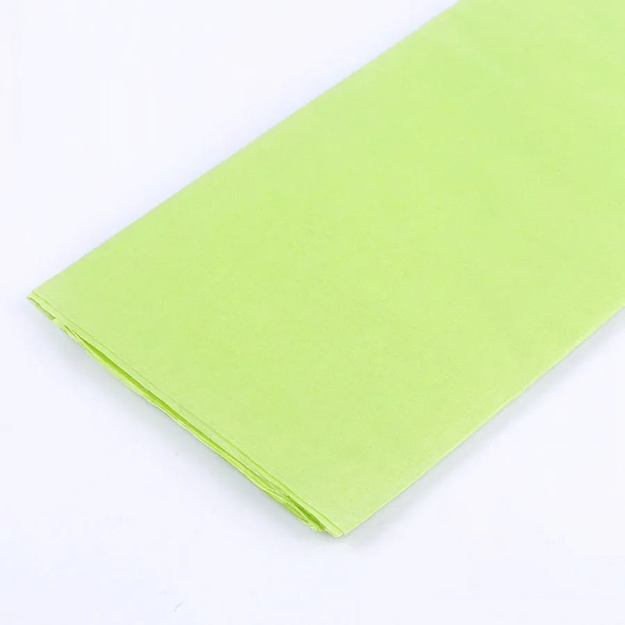 A sheet of bright lime green soft tissue paper for gift wrapping and DIY crafts.