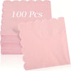 Scalloped Cocktail Napkins, 2-Ply Premium Disposable Paper Napkins (100 Pack)