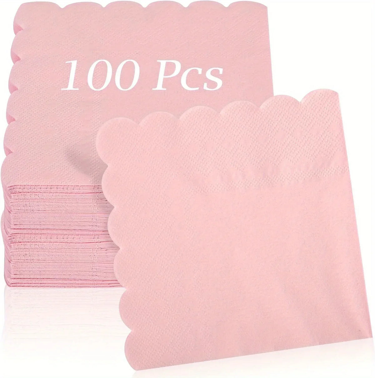 Scalloped Cocktail Napkins, 2-Ply Premium Disposable Paper Napkins (100 Pack)