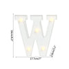 A white alphabet letter light displaying the letter W with warm white LED illumination.