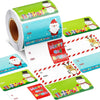 Roll of Merry Christmas decorative stickers for gift wrapping and tags in various colors