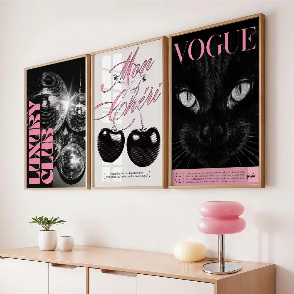 Frameless Leopard & Black-White Gallery Canvas Poster Set (3-Piece)
