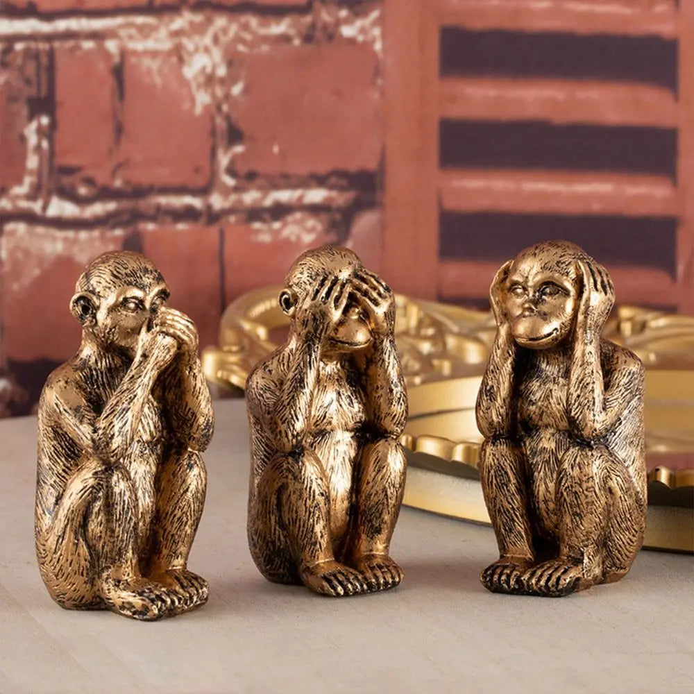 Three Wise Monkeys Resin Figurine Set