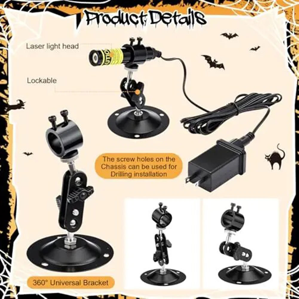 A set of Halloween laser light heads and a 360° universal bracket for drilling installation.