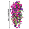 A vertical display of vibrant purple and pink silk morning glory vine hanging flowers for home decor.