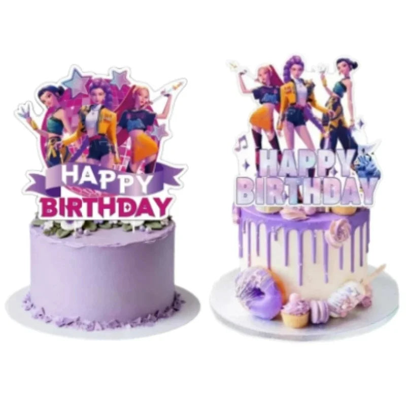 A set of anime hunter girl cake toppers featuring female characters in various poses and outfits