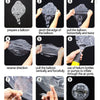 Nine steps illustrating how to use clear balloons for party decorations