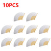 Ten pieces of white and natural bamboo folding fans shown in various angles