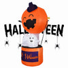 Orange inflatable Halloween pumpkin decoration with a carved face and built-in LED lights