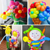 A collection of colorful magic twisting balloons used for party decorations.