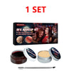 A set of special effects makeup kit including fake wound skin wax, blood, and a brush.