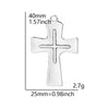 A clear antique silver cross charm with a loop, measuring 40mm long and weighing 2.7 grams.