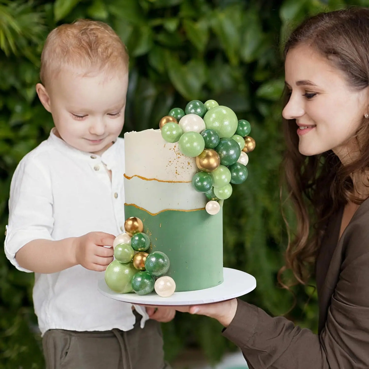 Pearl Green Cake Topper Balls Set