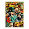 A poster featuring characters from various anime series including JoJo, Jujutsu Kaisen, and Demon Slayer.