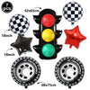 Race Car Birthday Party Balloon Decoration Set with Traffic Lights, Cones & Checkered Flags