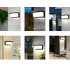 A collection of vintage LED rectangle wall sconces shown in various indoor and outdoor architectural settings.