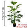 A tall artificial tree with 24 lush green leaves displayed against a white background.