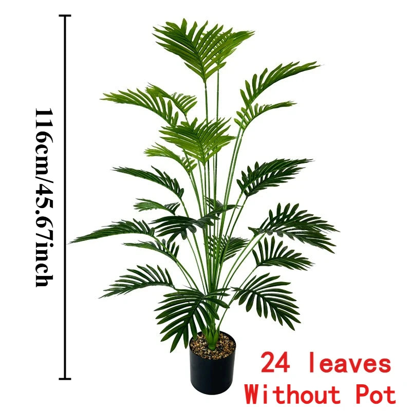 A tall artificial tree with 24 lush green leaves displayed against a white background.