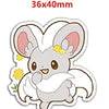 A cute, light gray cartoon rabbit charm with pink inner ears and yellow accents.